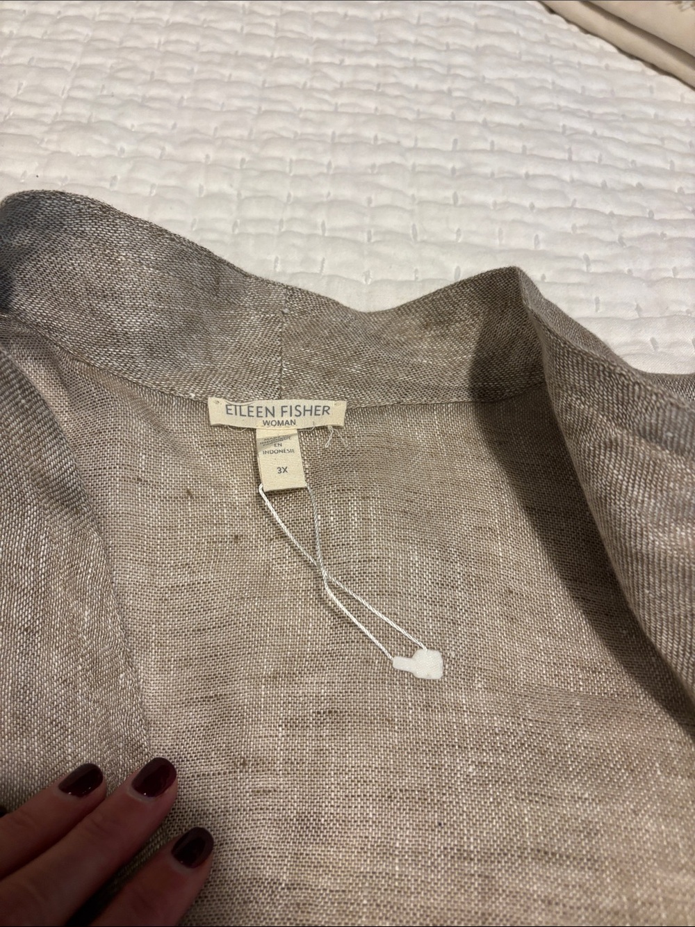 Eileen Fisher Natural Organic Linen Gauze 3/4 Sleeve Wrap Jacket - Picture 6 of 6